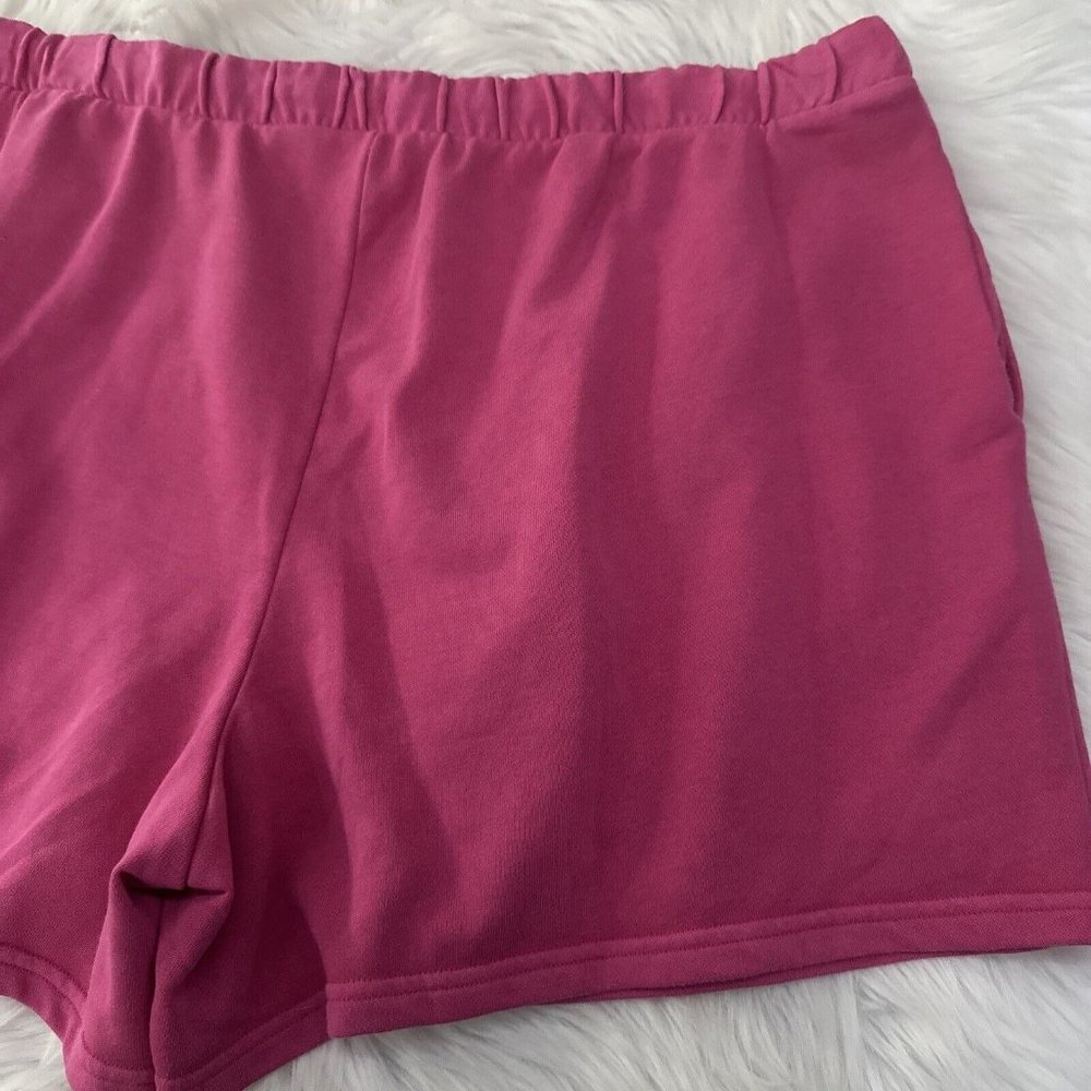 Terra & Sky womens NWT pink knit sweat shorts 2X 20W-22W elastic waist comfort - Picture 9 of 12